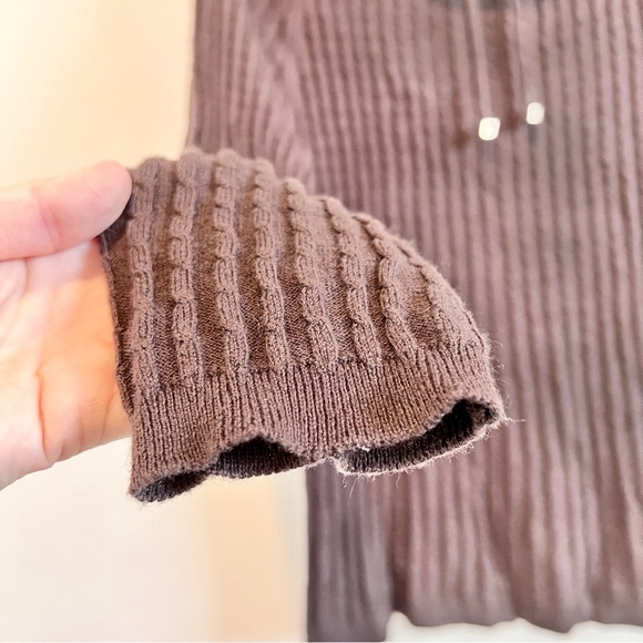 Soft Surroundings Ribbed Cowl Neck Cable Knit Sweater Brown Cozy Fall Layer M - Picture 4 of 9